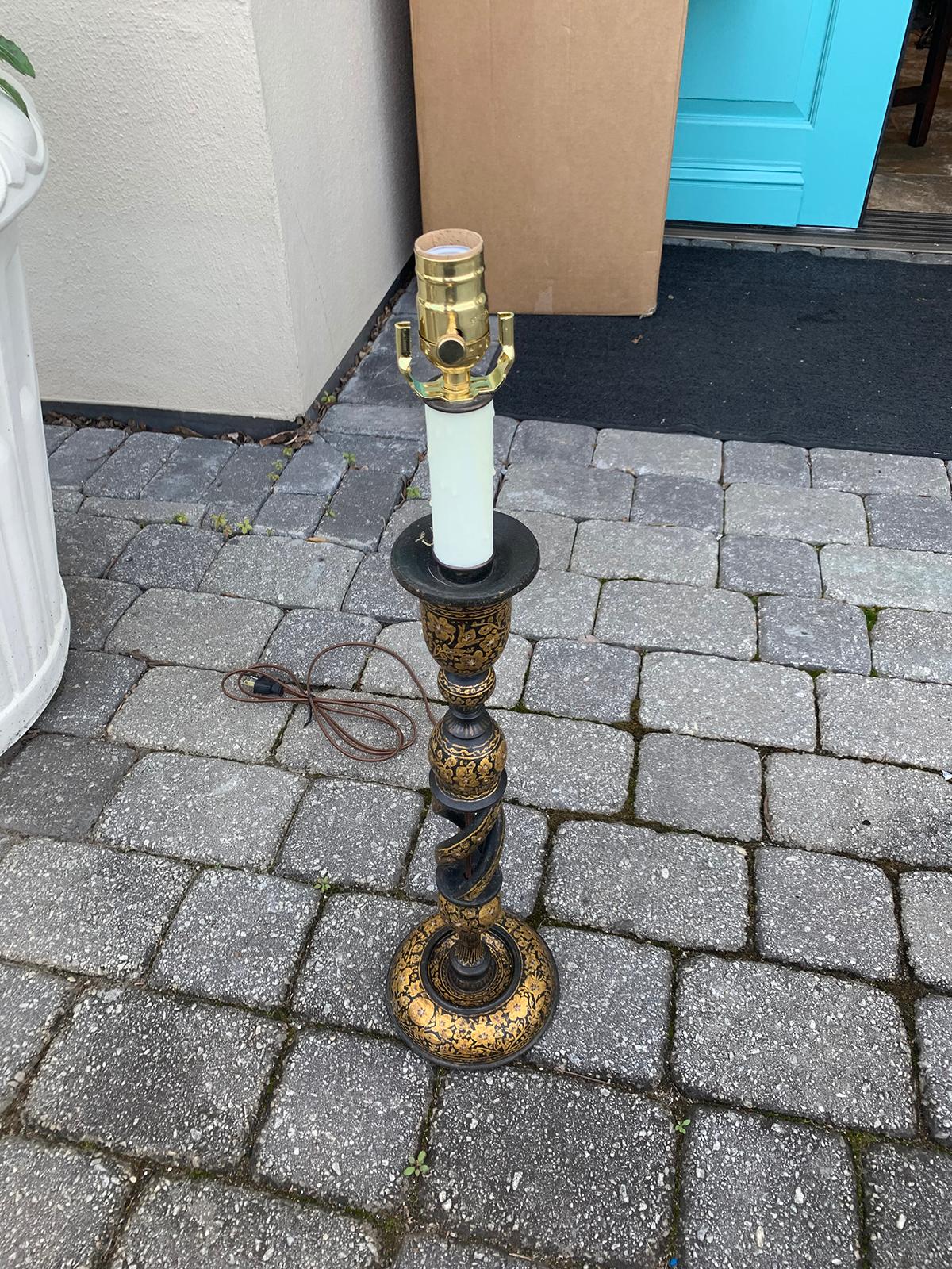 20th Century Kashmiri Candlestick Table Lamp In Good Condition In Atlanta, GA