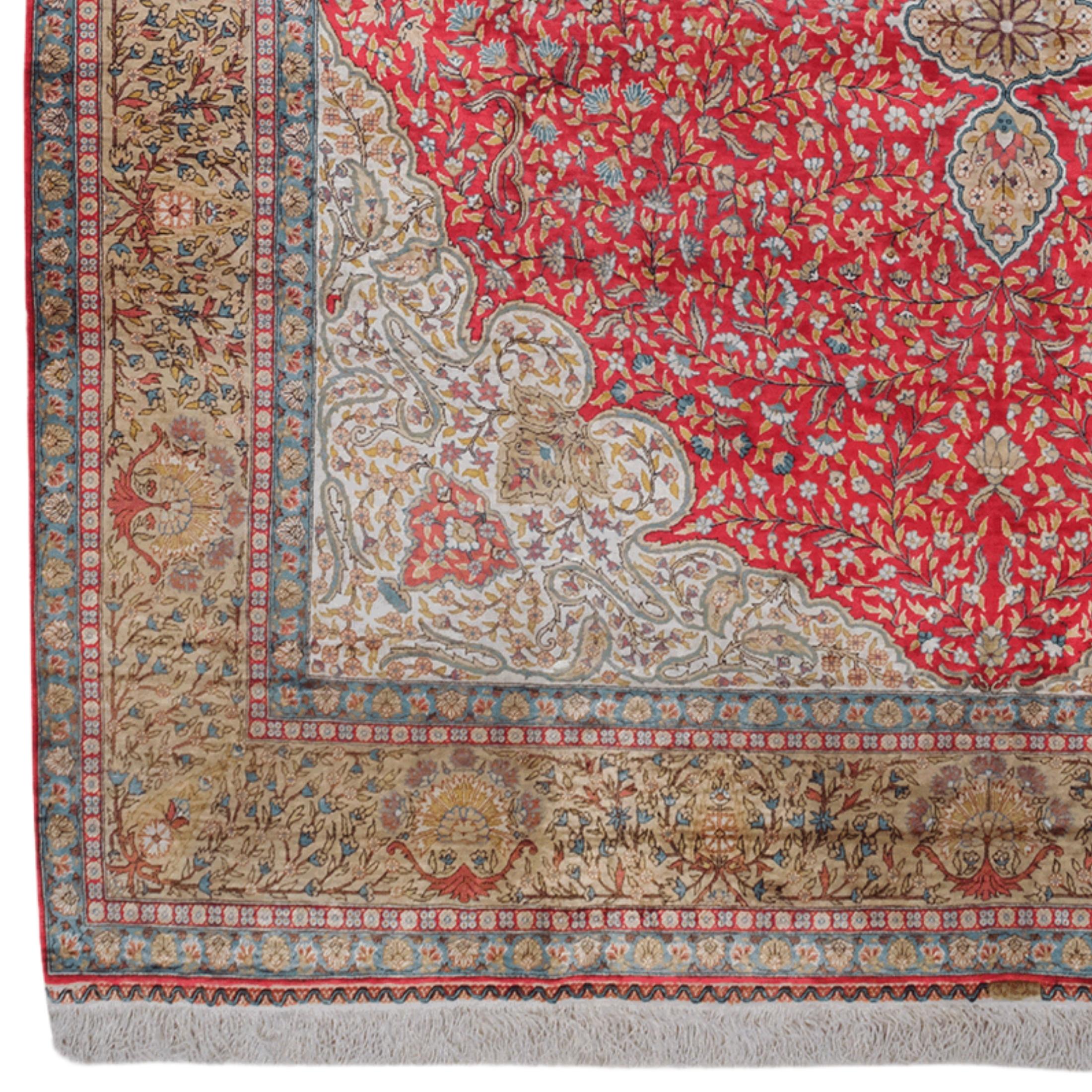 Antique Silk Kayseri Carpet – Bring 20th Century Elegance to Your Home

Reflecting the fine craftsmanship and timeless aesthetics of the past, this eye-catching silk Kayseri carpet is a rare collection piece dating back to the early 20th century.