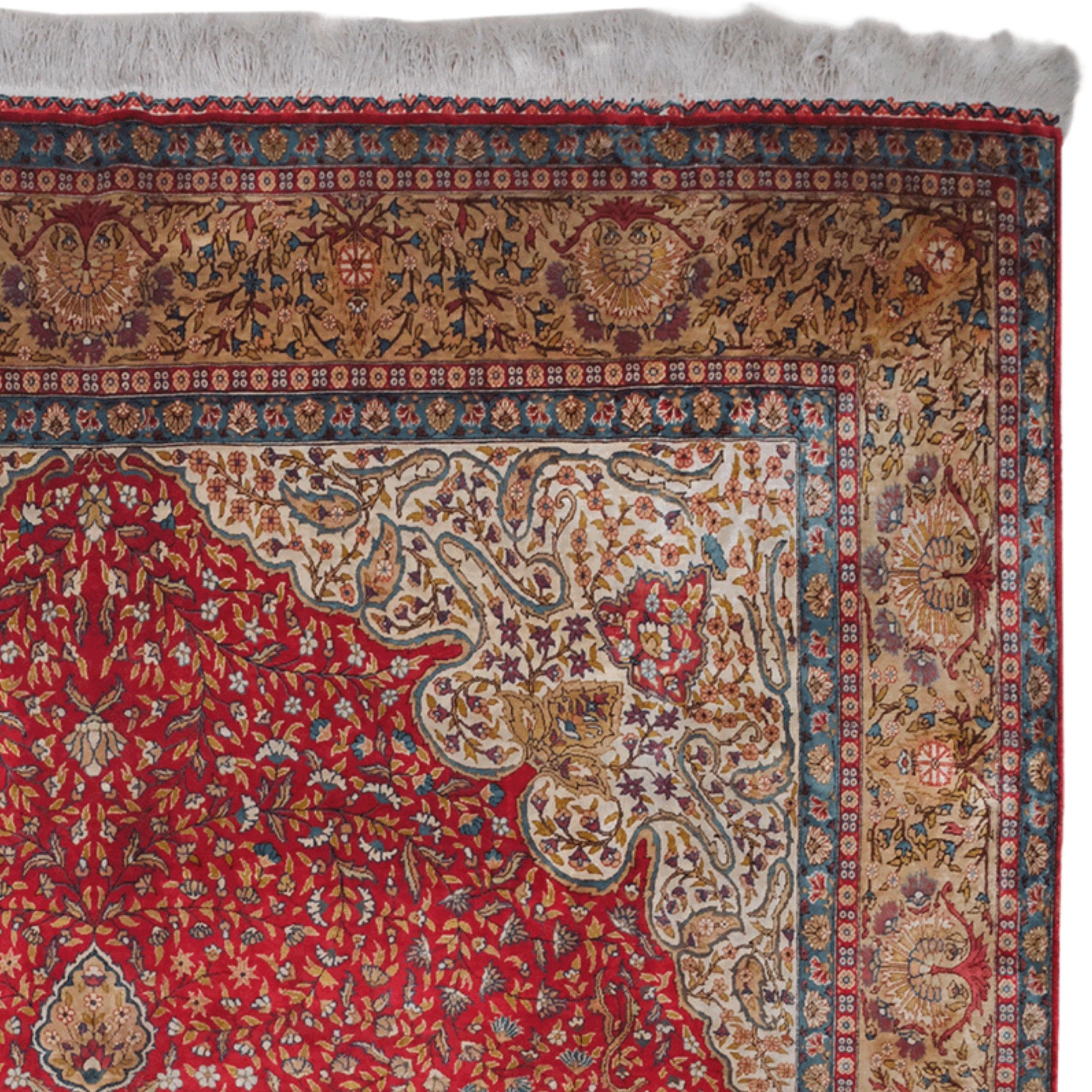 Hand-Woven 20th Century Kayseri Silk Carpet For Sale