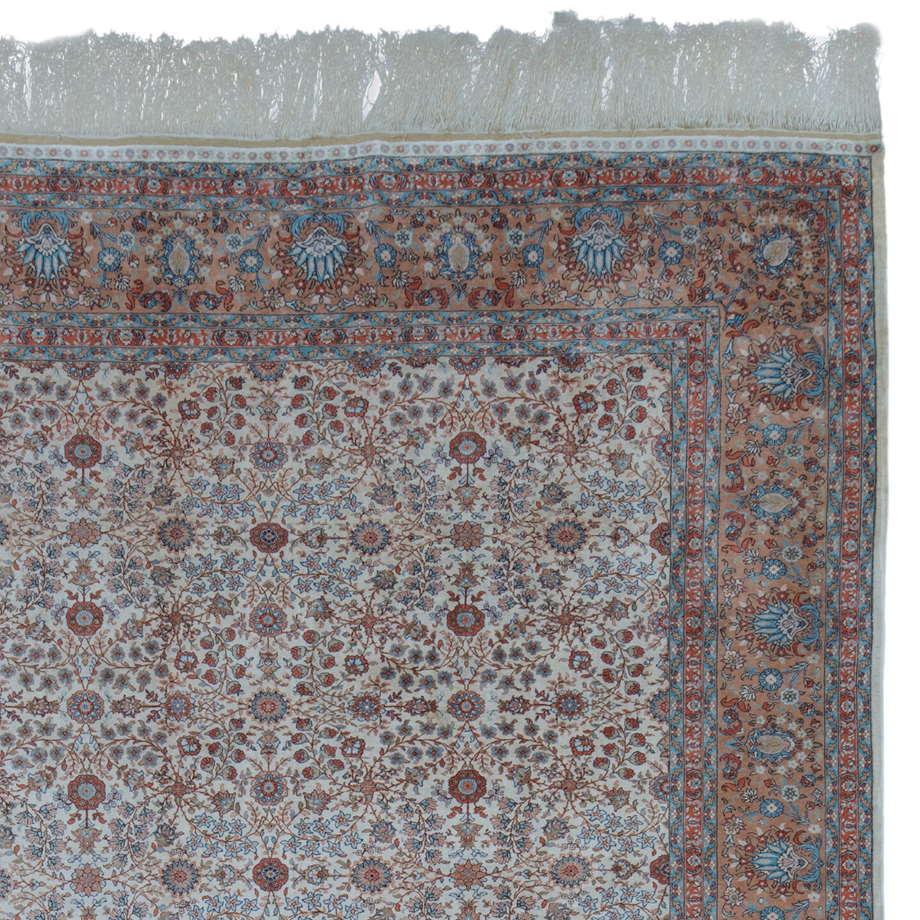 20th Century Kayseri Silk Carpet - Vintage Turkish Silk Carpet For Sale 1