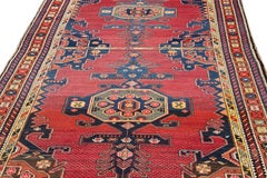 20th Century Kazak Wool Runner with Red Tribal Motif