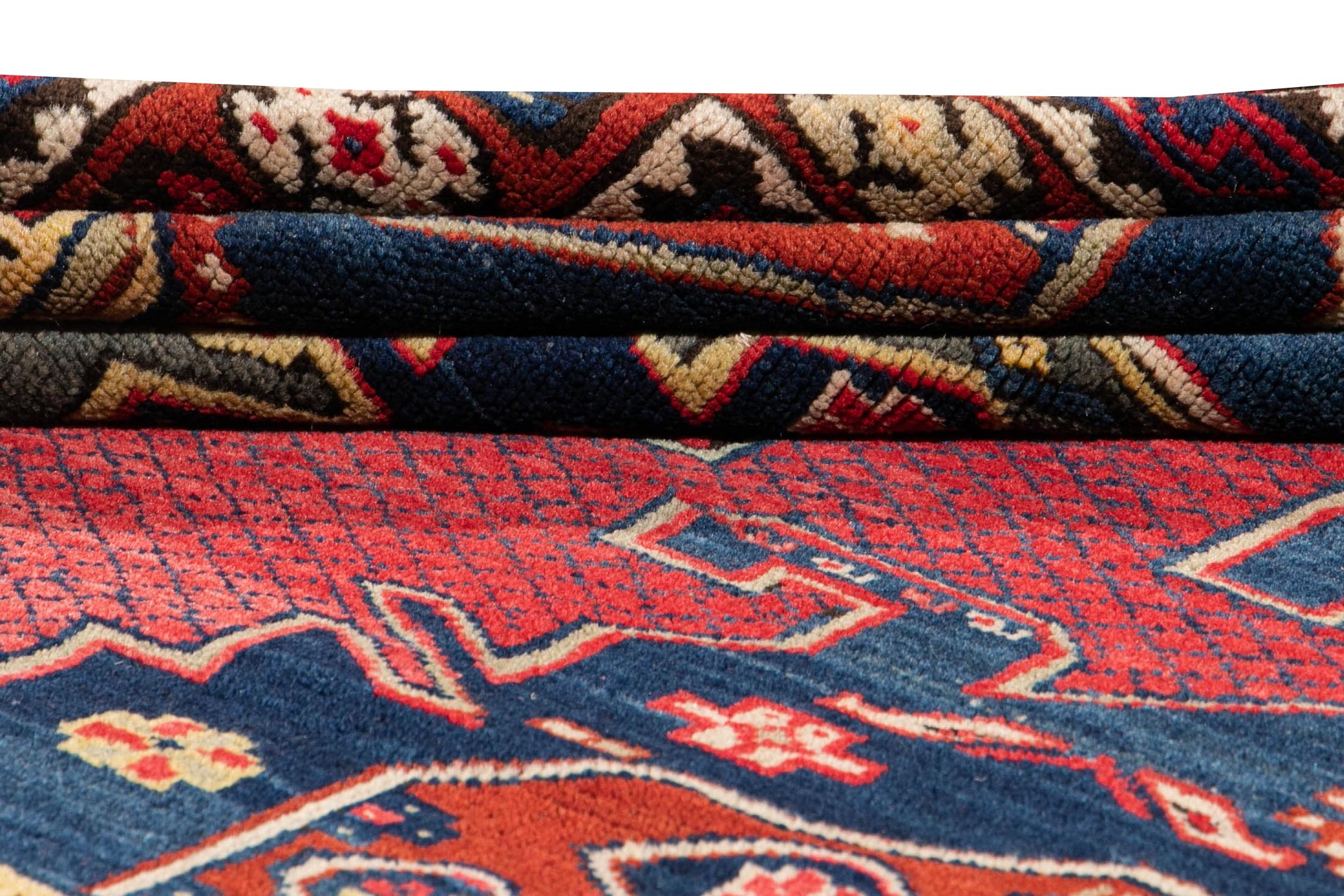 20th Century Kazak Wool Runner with Red Tribal Motif For Sale 1