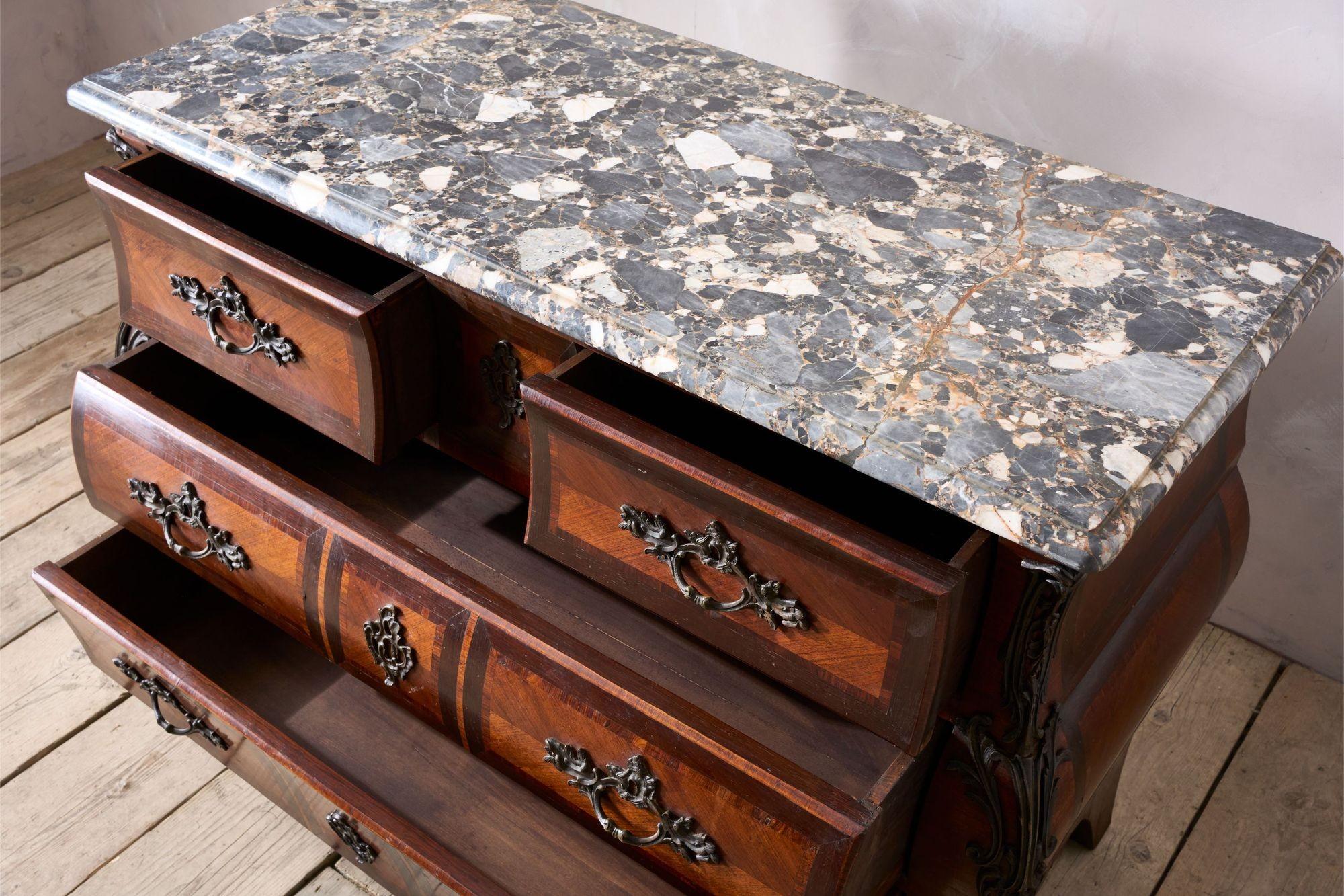 20th century kingwood chest of drawers with marble top For Sale 5
