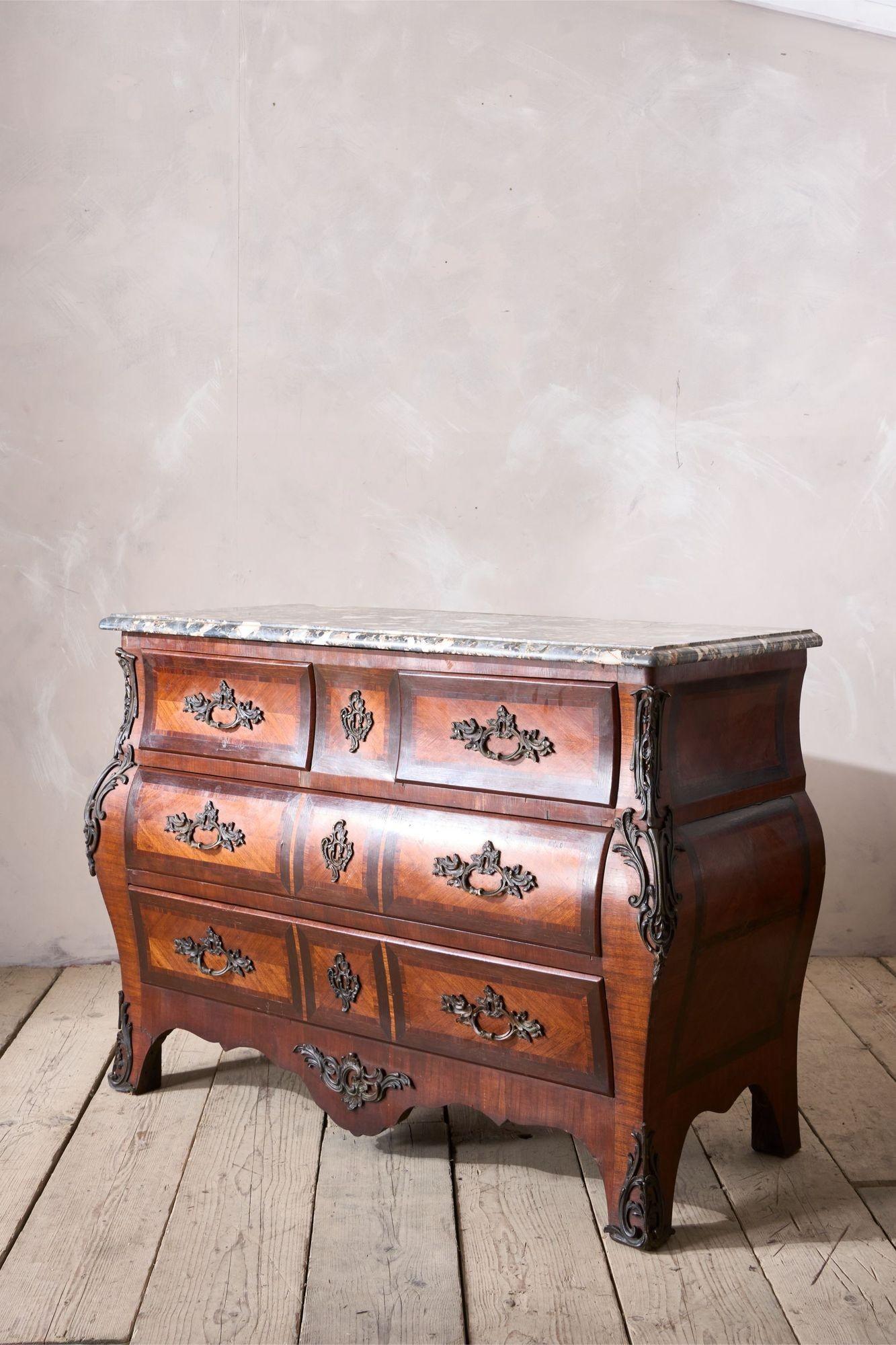 20th century kingwood chest of drawers with marble top For Sale 6