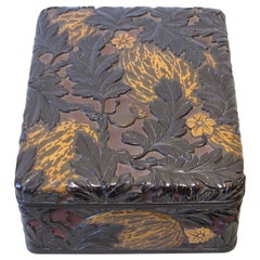 Vintage 20th Century Kinjoo Ikokusai Carved Lacquer Document Box