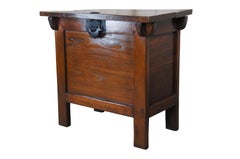 20th Century Korean Elmwood Rice Chest Storage Bin Tansu Altar Cabinet Locks