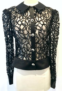 20th Century Lace, Satin Sequin & Crystal "Blouson" By, Adolfo New York