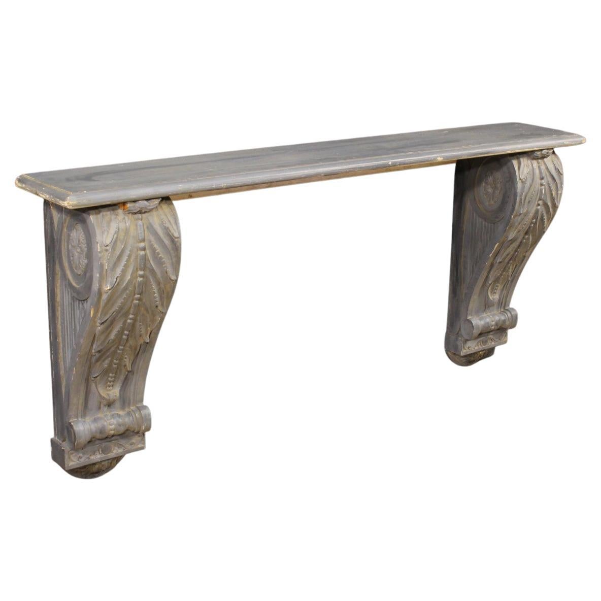 20th Century Lacquered and Carved Wood French Wall Console Table, 1950