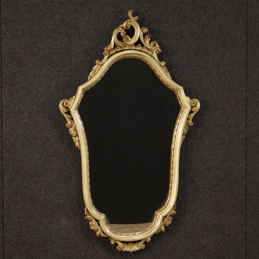 20th Century Lacquered and Gild Wood Venetian Style Wall Mirror, 1980 For Sale 6