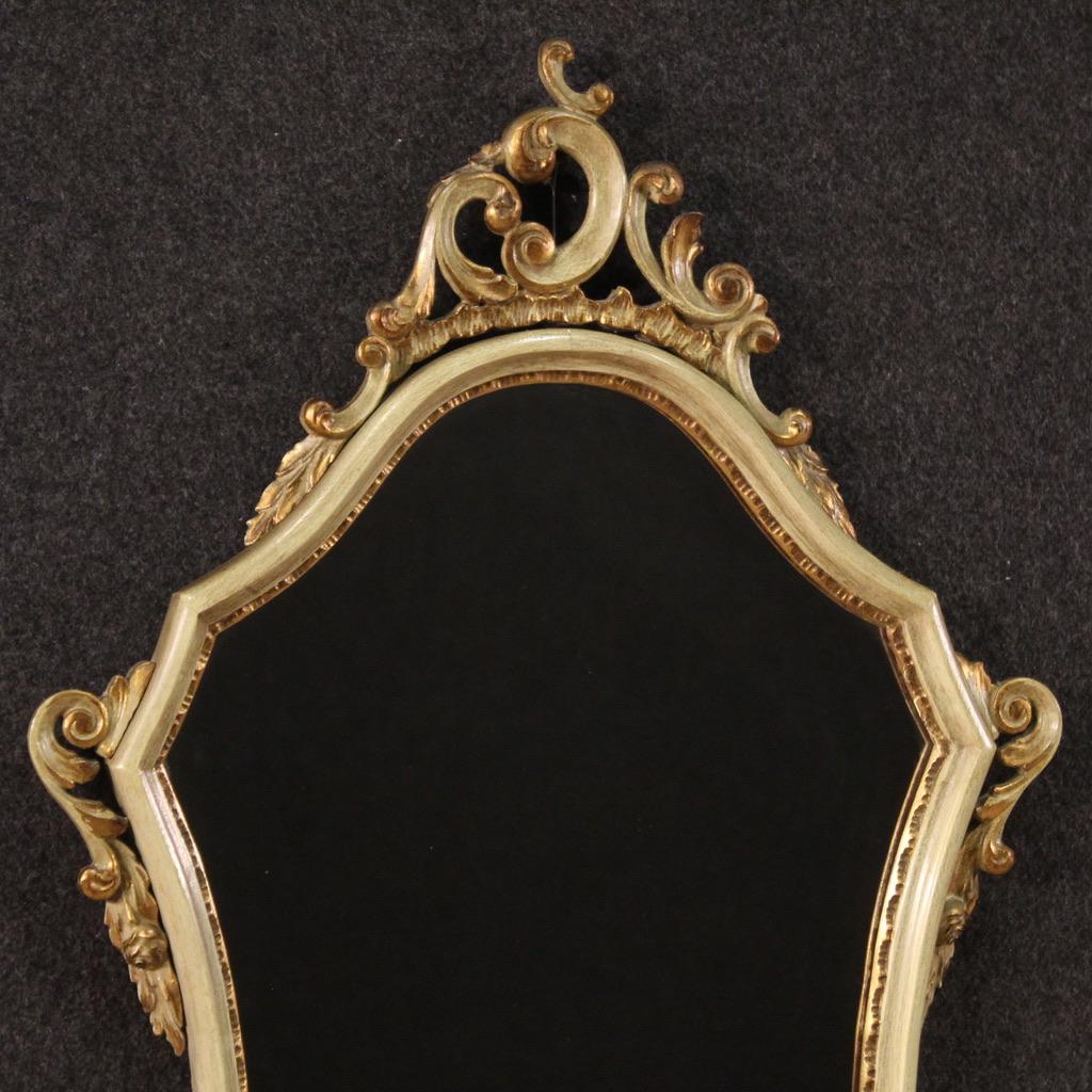 Italian 20th Century Lacquered and Gild Wood Venetian Style Wall Mirror, 1980 For Sale
