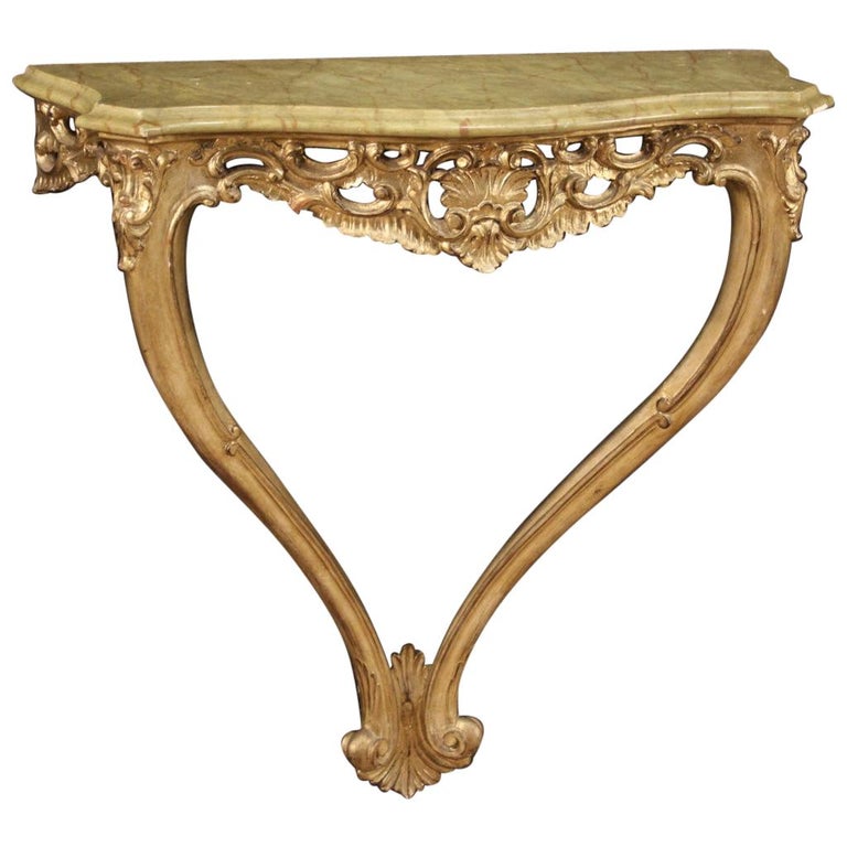 20th Century Lacquered and Gilded Wood French Console Table, 1960 For ...