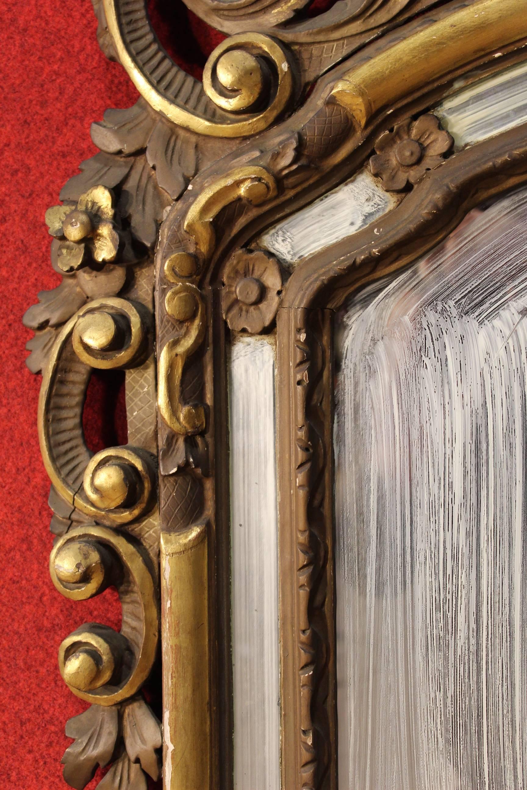 20th Century Lacquered and Gilded Wood Italian Louis XV Style Mirror, 1950 2