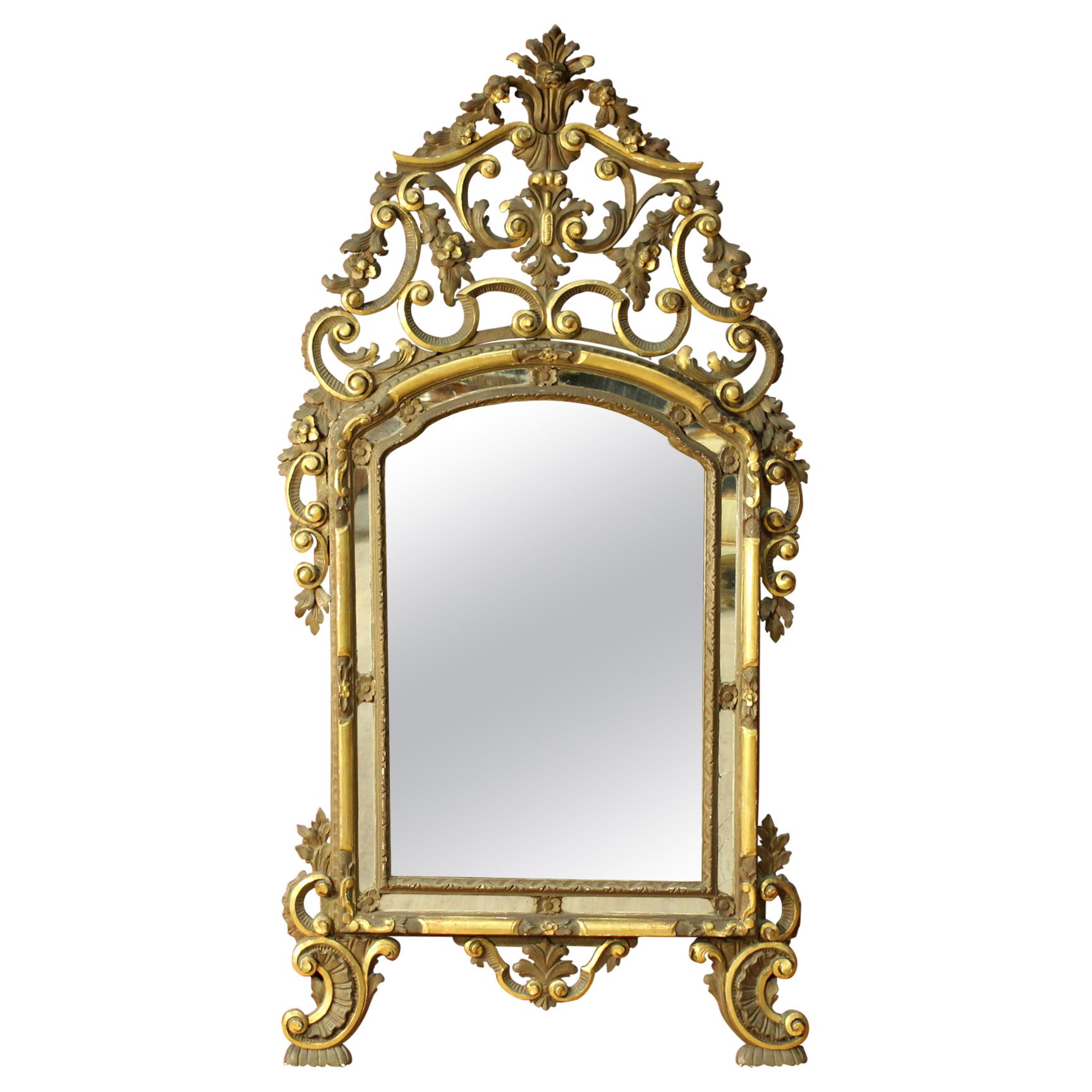 20th Century Lacquered and Gilded Wood Italian Louis XV Style Mirror, 1950