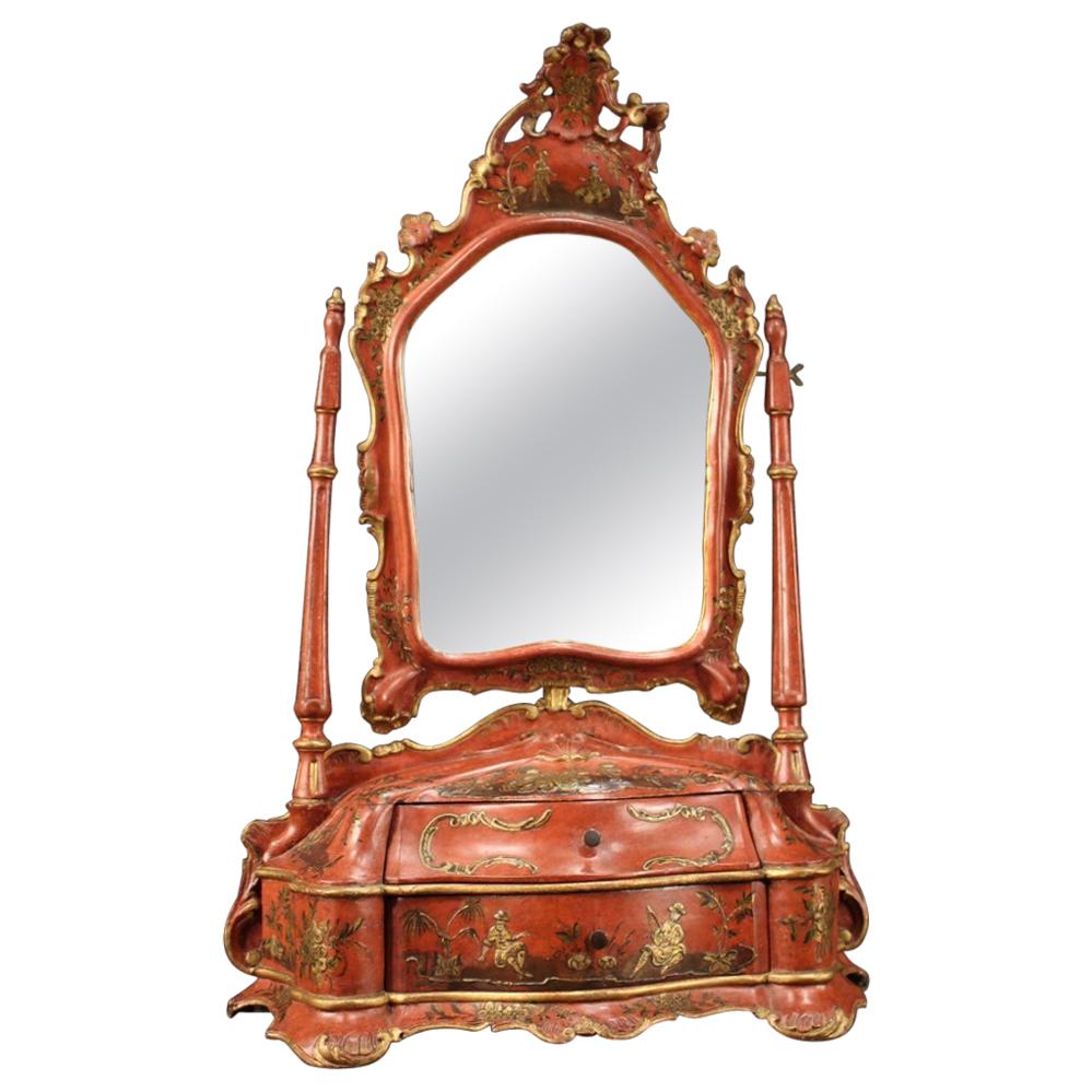 20th Century Lacquered and Gilt Chinoiserie Wood Venetian Dressing Table, 1920