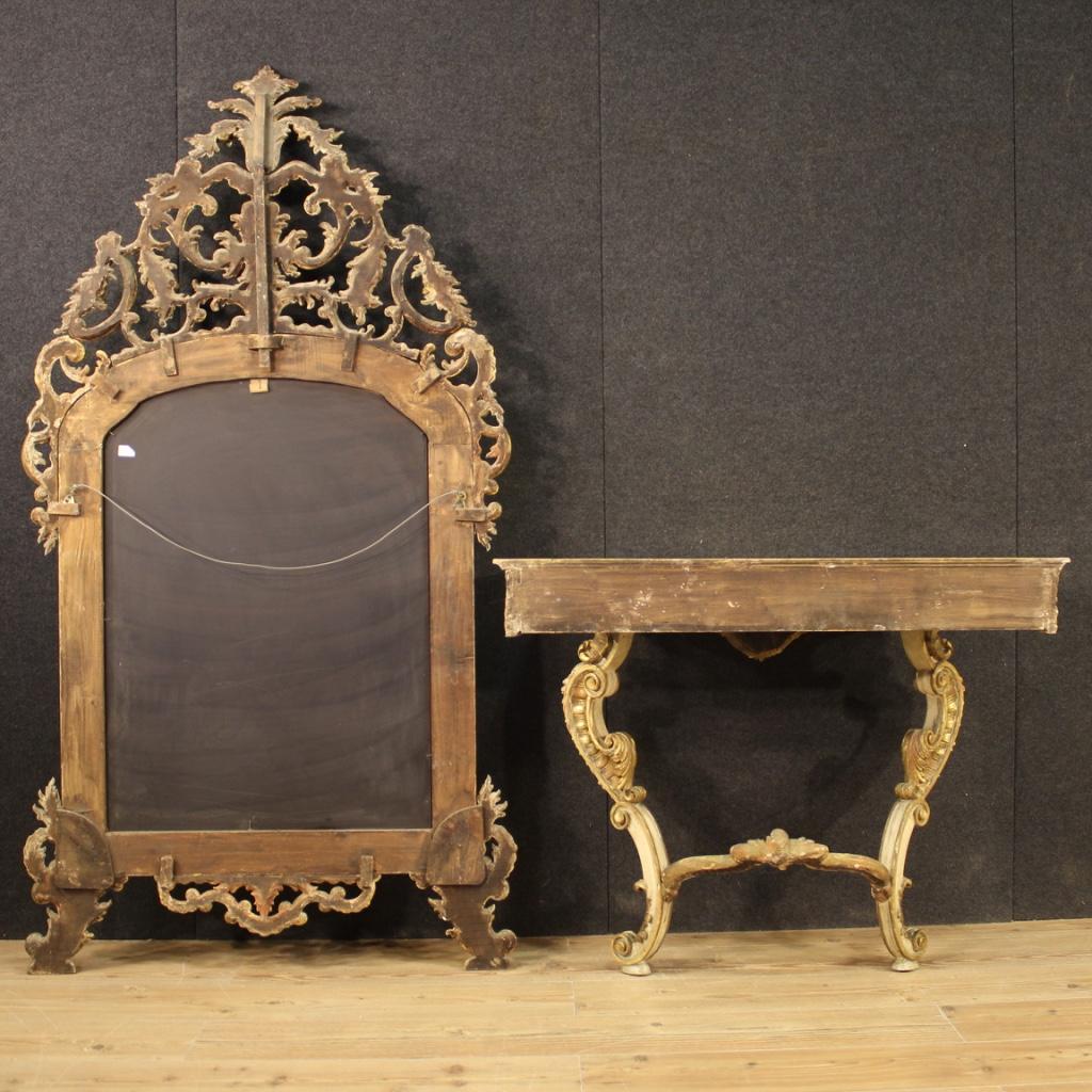 20th Century Lacquered and Gilt Italian Console with Mirror, 1950 8