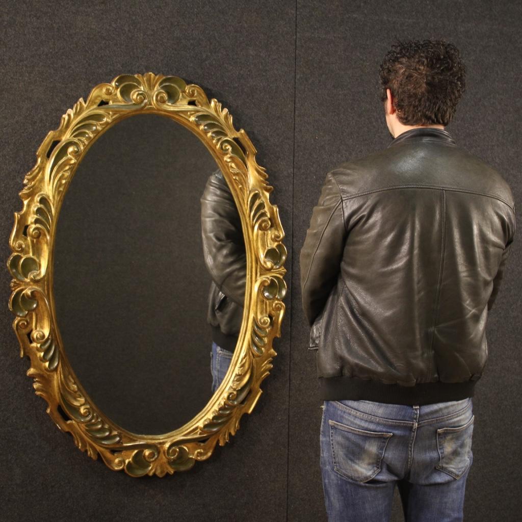 20th Century Lacquered and Giltwood and Plaster Italian Oval Mirror, 1960 8