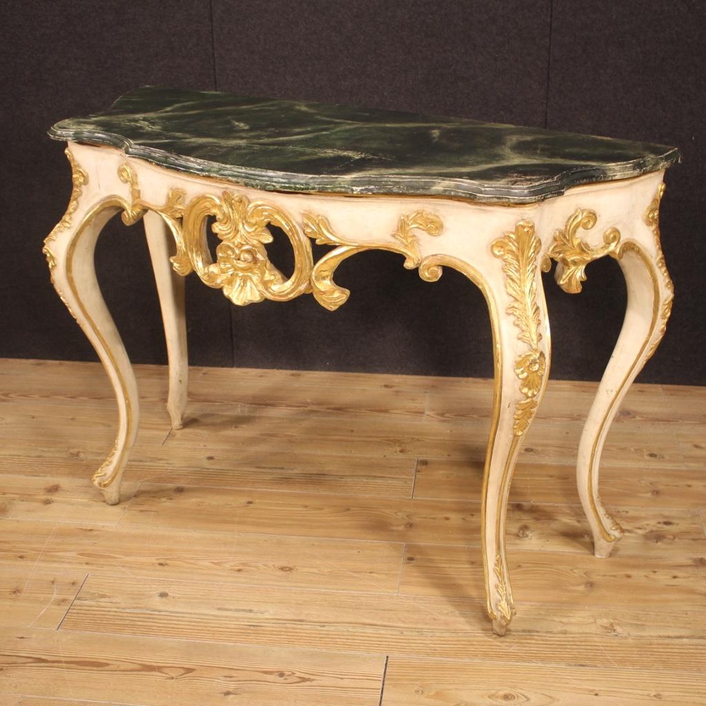 20th Century Lacquered and Gilt Wood Italian Console Table, 1960 For Sale 8