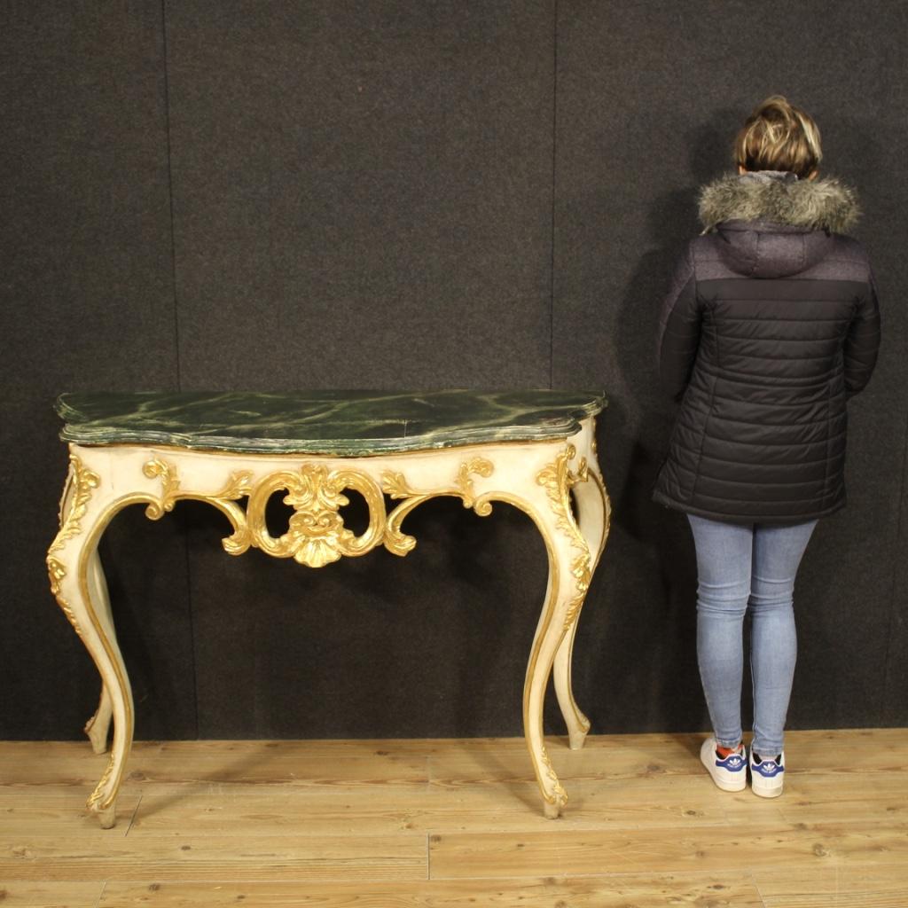 20th Century Lacquered and Gilt Wood Italian Console Table, 1960 For Sale 9