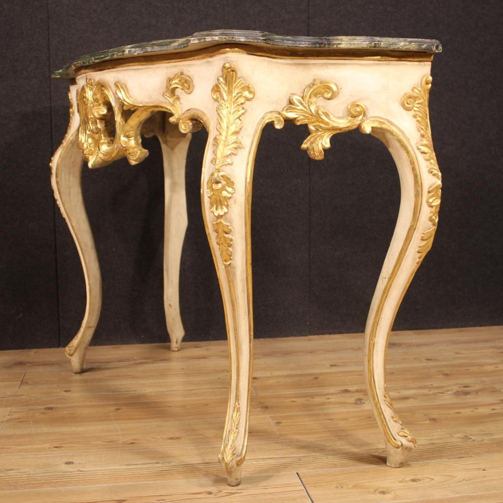 20th Century Lacquered and Gilt Wood Italian Console Table, 1960 In Good Condition For Sale In Vicoforte, Piedmont