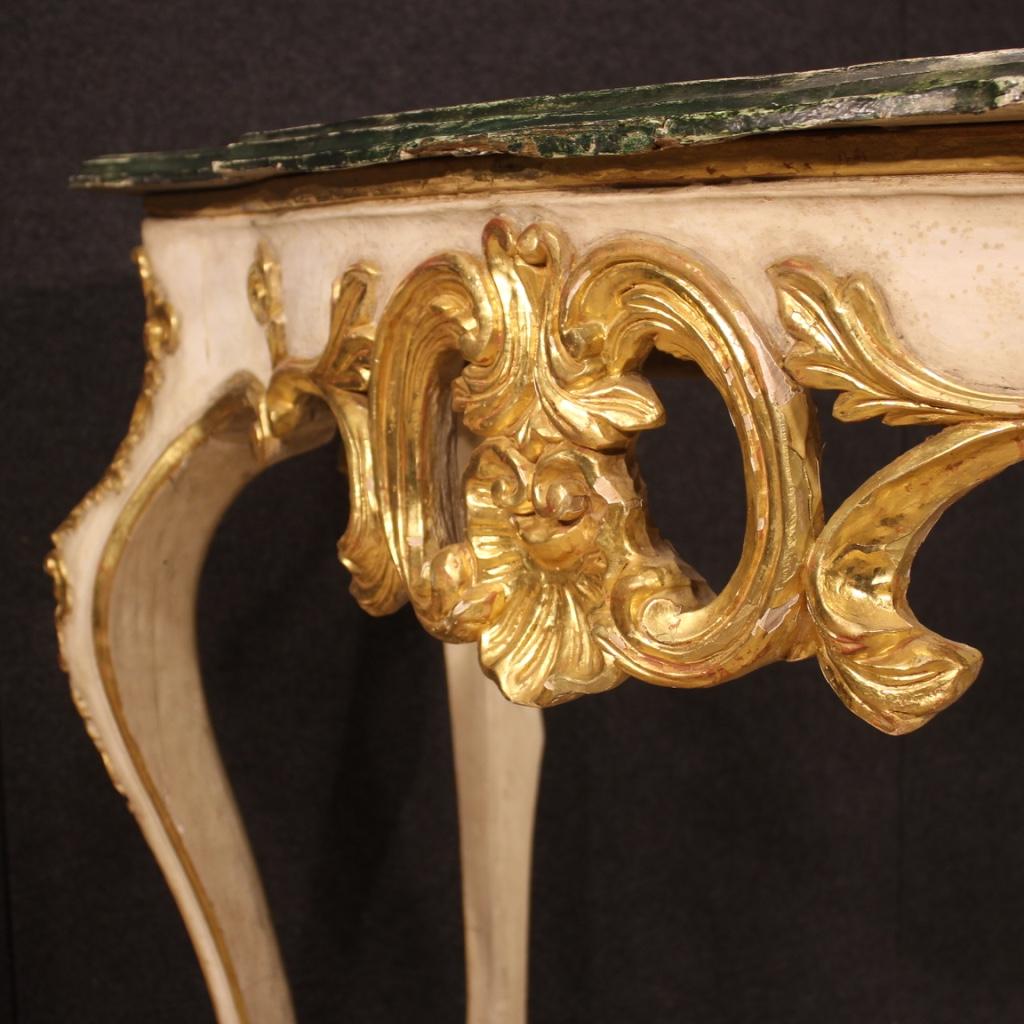 20th Century Lacquered and Gilt Wood Italian Console Table, 1960 For Sale 2