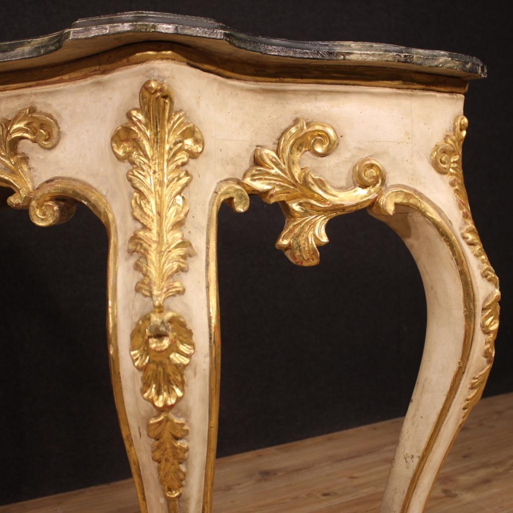 20th Century Lacquered and Gilt Wood Italian Console Table, 1960 For Sale 3