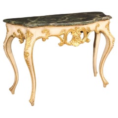 Vintage 20th Century Lacquered and Gilt Wood Italian Console Table, 1960