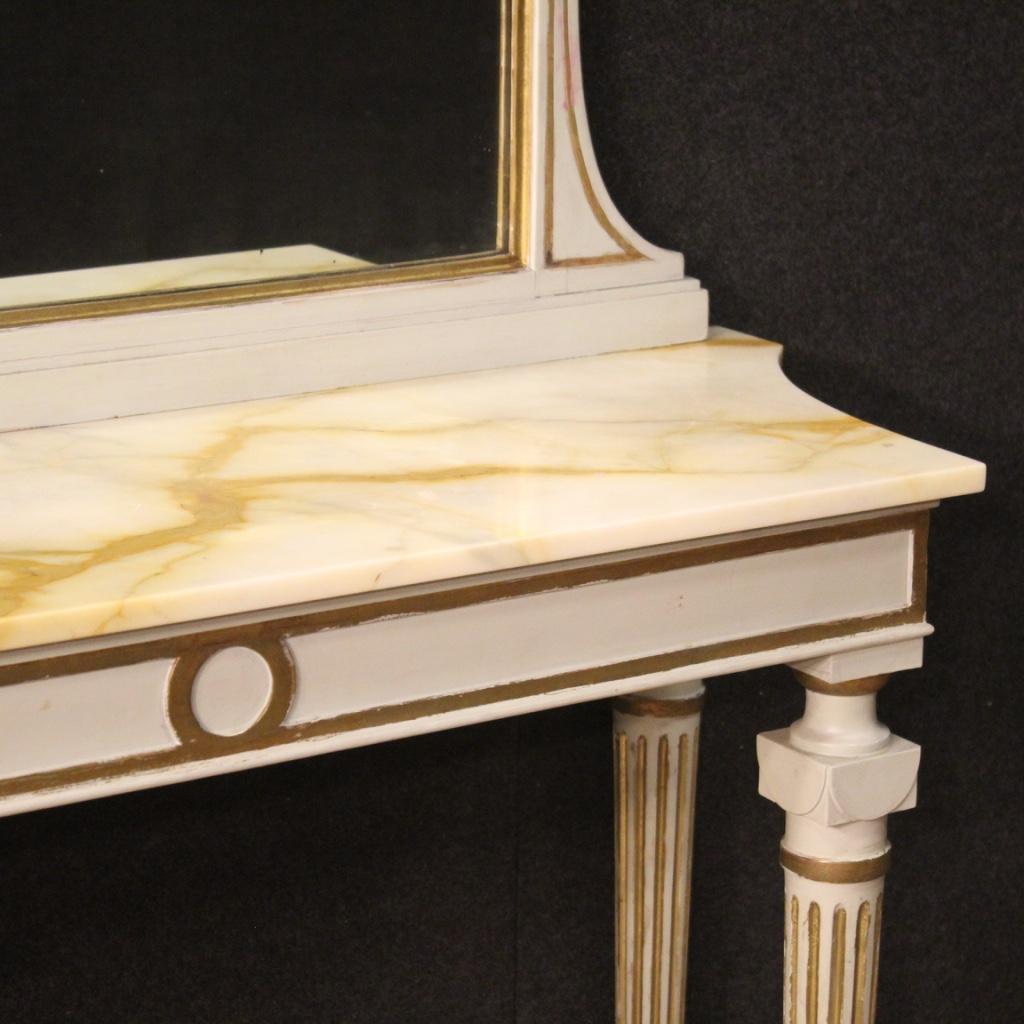 20th Century Lacquered and Giltwood Italian Louis XVI Console with Mirror, 1950 1