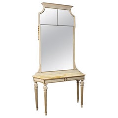 20th Century Lacquered and Giltwood Italian Louis XVI Console with Mirror, 1950