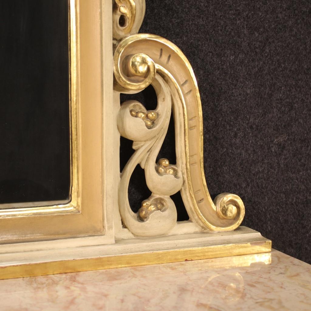 20th Century Lacquered and Giltwood Italian Louis XVI Style Console with Mirror 6