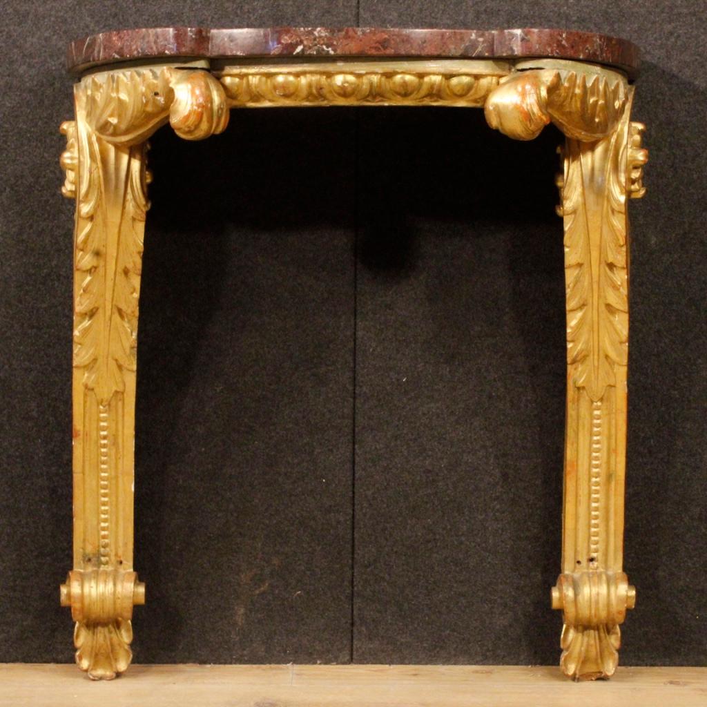 20th Century Lacquered and Gilt Wood with Marble Top Italian Console, 1920 7