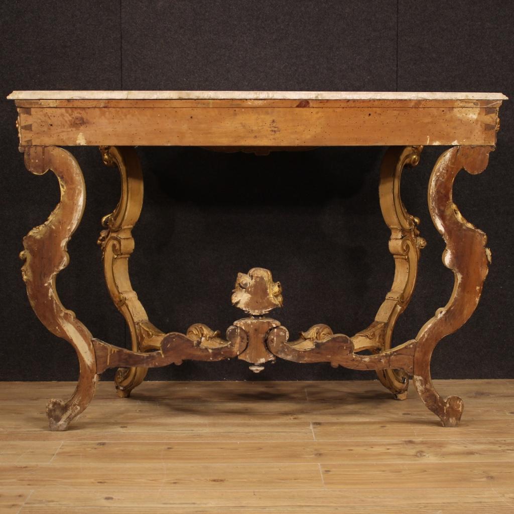 20th Century Lacquered and Giltwood with Marble-Top Italian Console, 1950 5