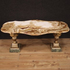 20th Century Lacquered and Giltwood with Onyx Top Italian Coffee Table, 1950