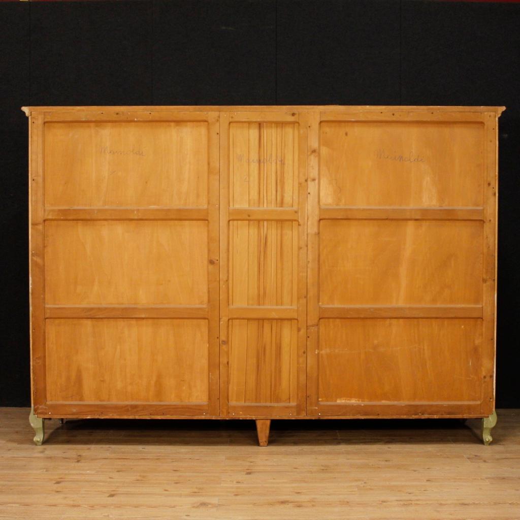 Wood 20th Century Lacquered and Giltwood Venetian 5 Doors Wardrobe, 1960