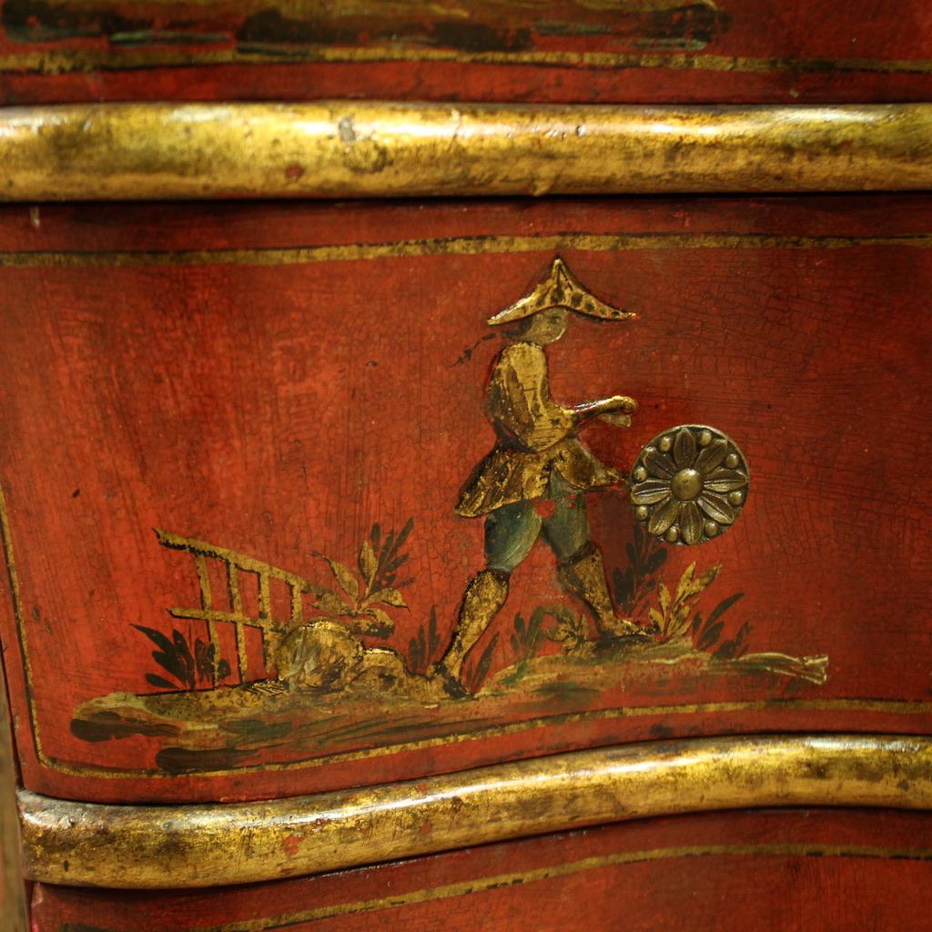20th Century Lacquered and Gold Chinoiserie Wood Venetian Trumeau Desk, 1940 in vendita 5