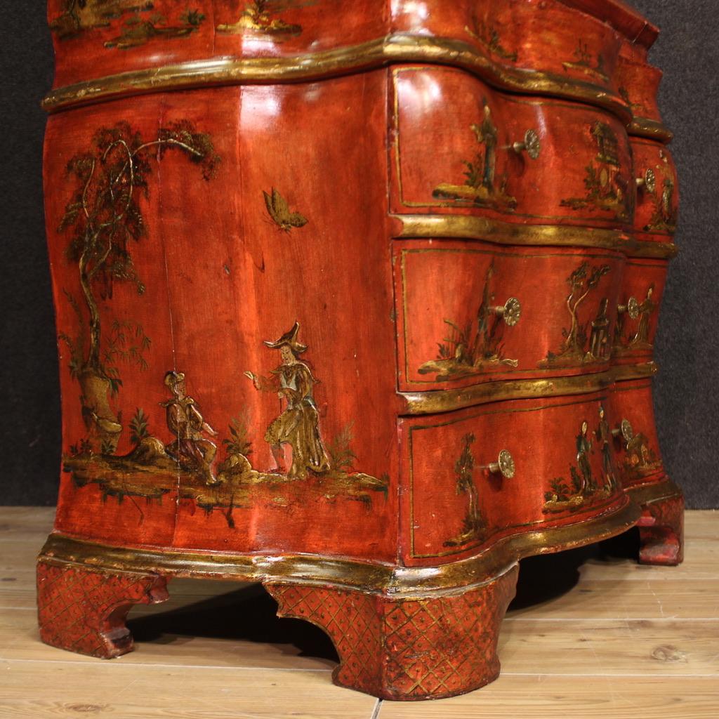 20th Century Lacquered and Gold Chinoiserie Wood Venetian Trumeau Desk, 1940 in vendita 1