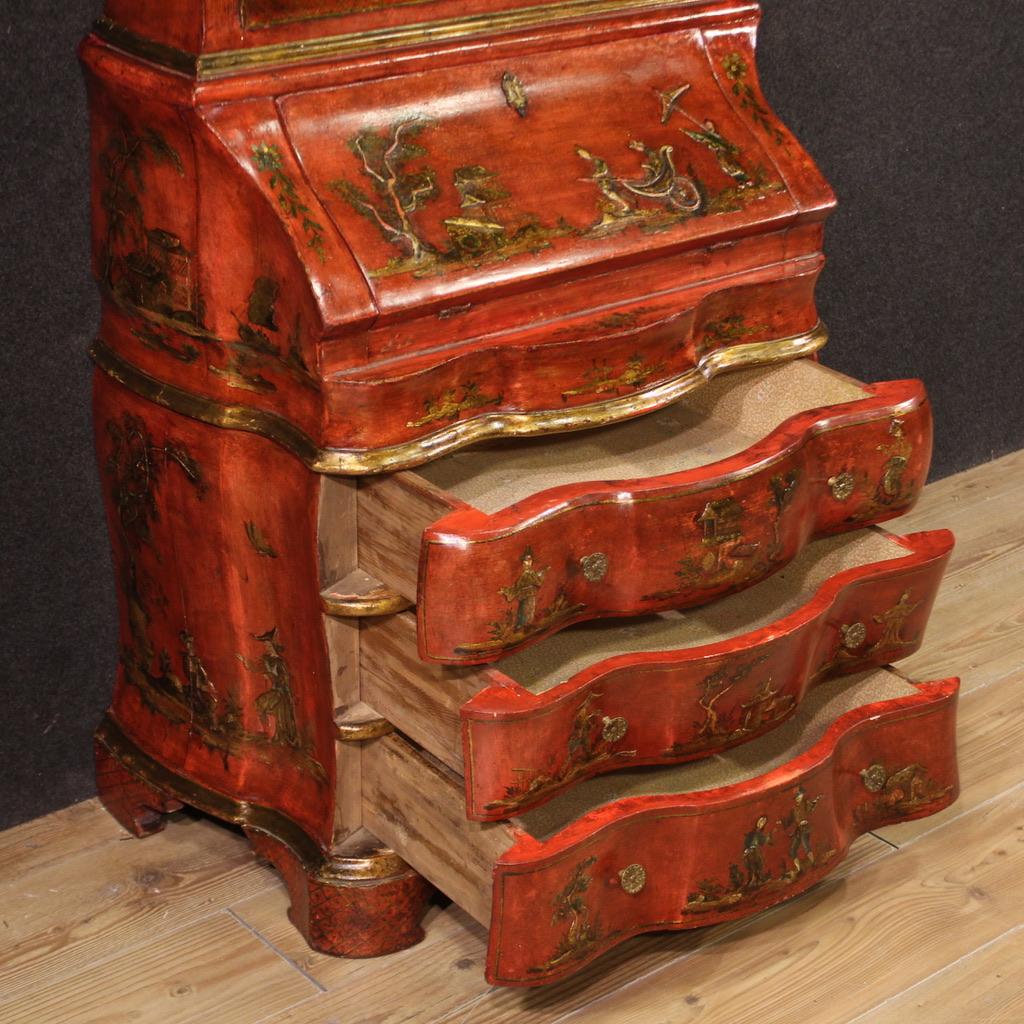 20th Century Lacquered and Gold Chinoiserie Wood Venetian Trumeau Desk, 1940 in vendita 2