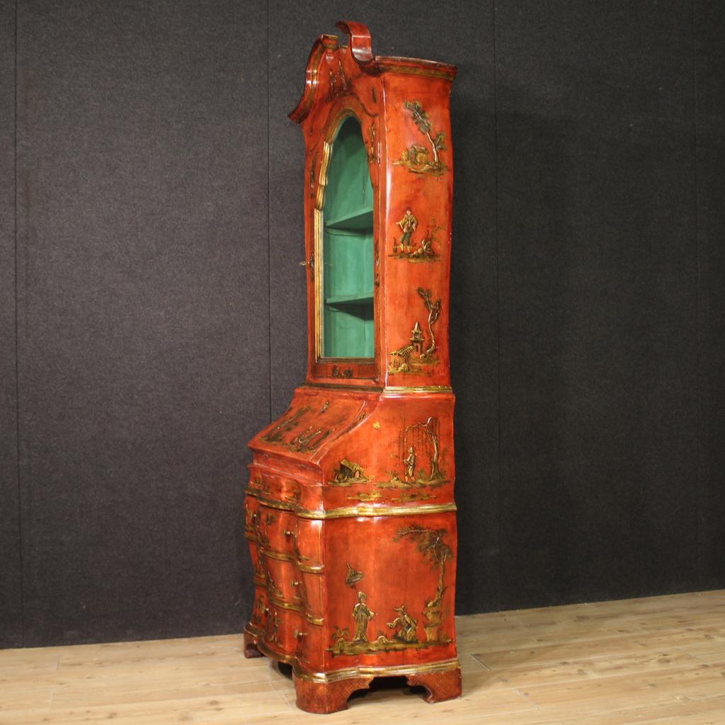 20th Century Lacquered and Gold Chinoiserie Wood Venetian Trumeau Desk, 1940 in vendita 3