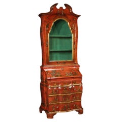 20th Century Lacquered and Gold Chinoiserie Wood Venetian Trumeau Desk, 1940s