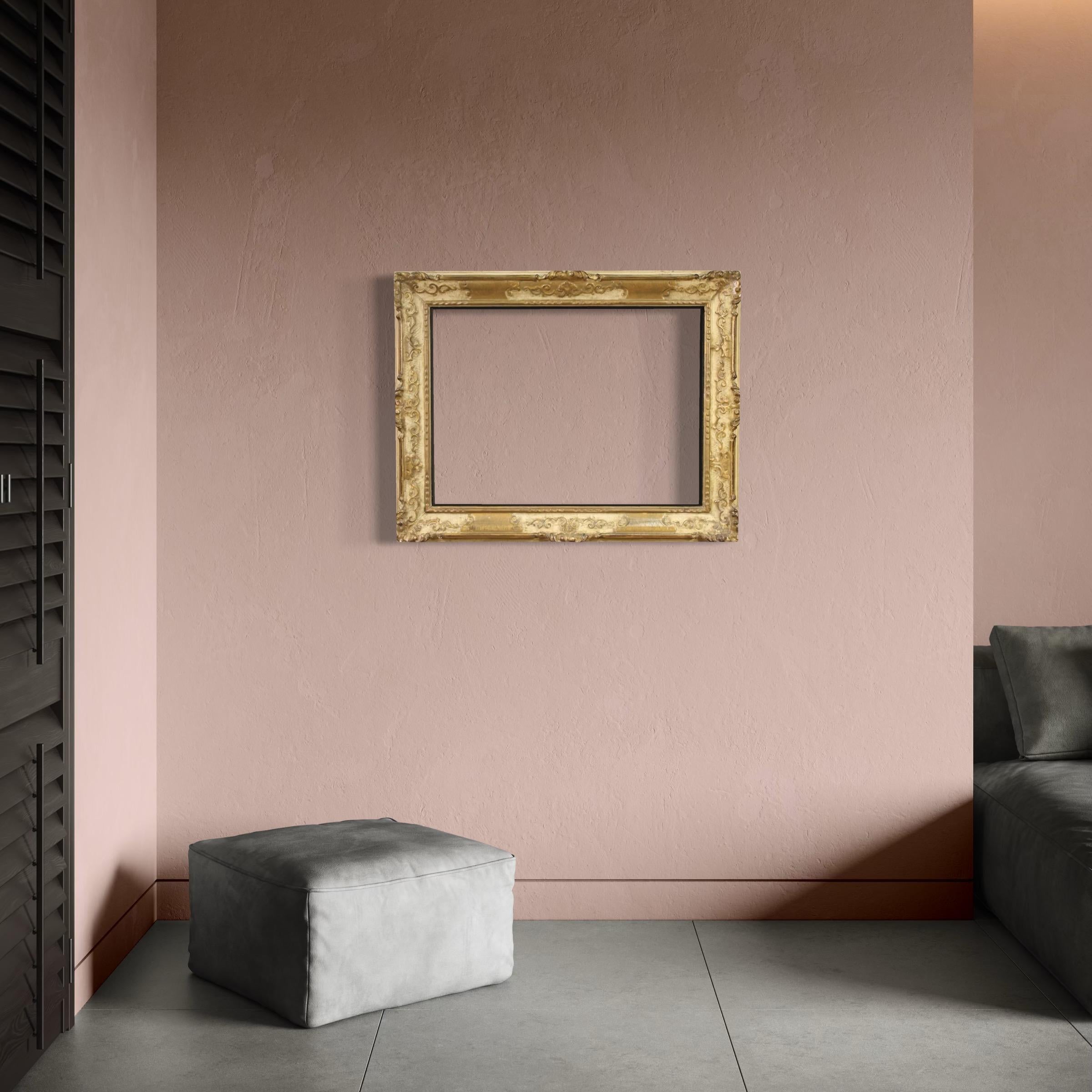 20e siècle Cadre italien en bois laqué et doré et en plâtre, 1950 en vente 1