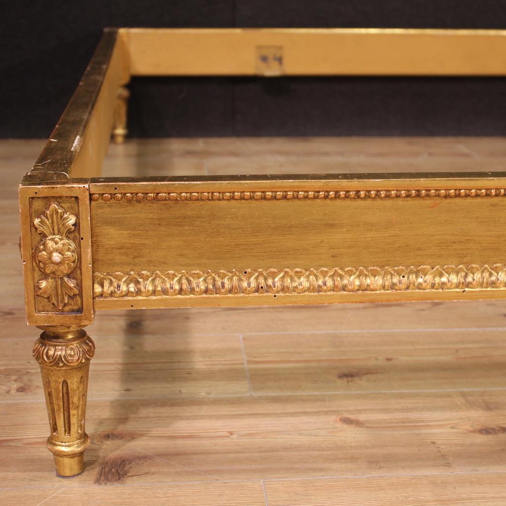 Mid-20th Century 20th Century Lacquered and Gold Wood and Velvet Italian Louis XVI Style Bed 1950s For Sale