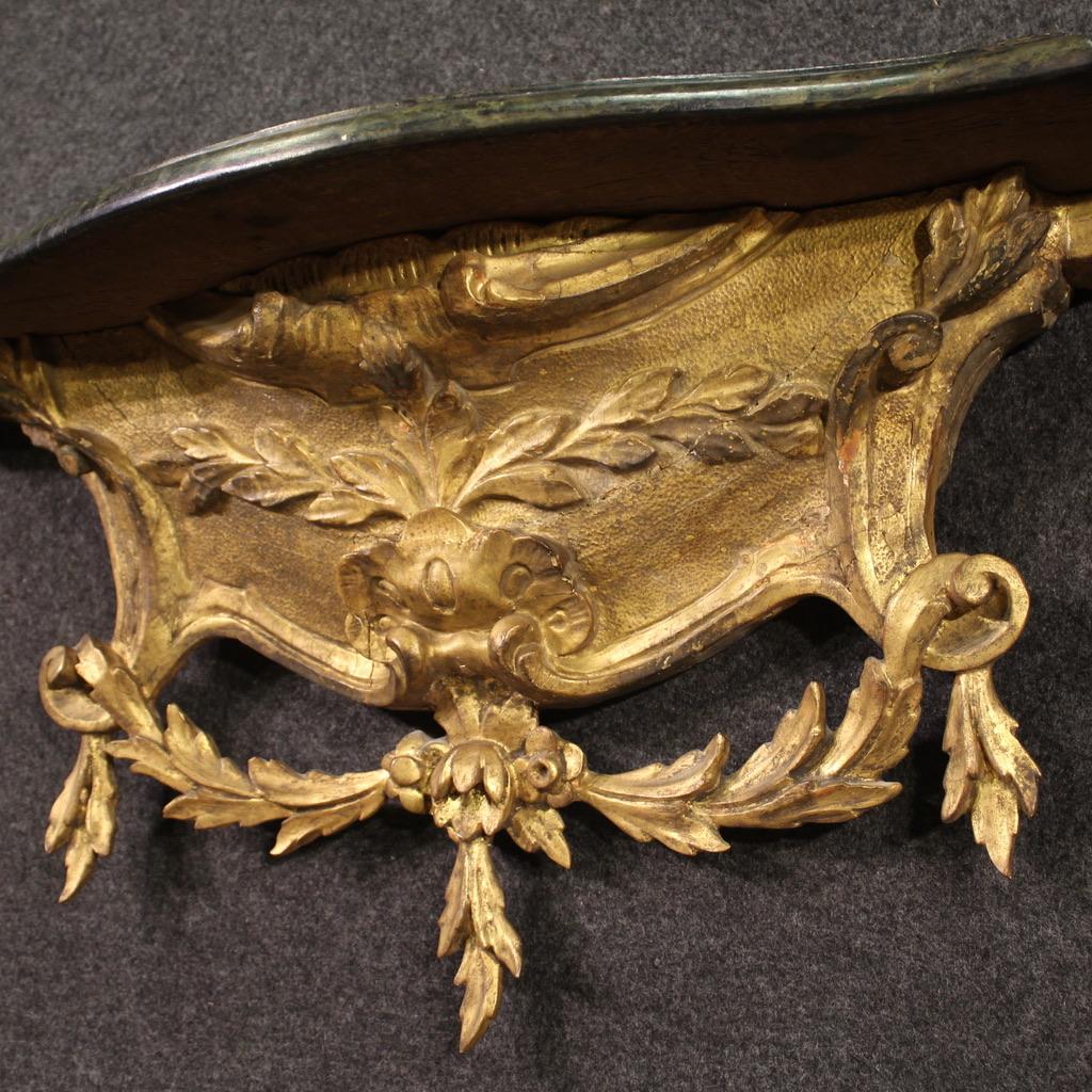 Bois 20e siècle Table console italienne en bois laqué et doré de style Louis XV, 1920 en vente