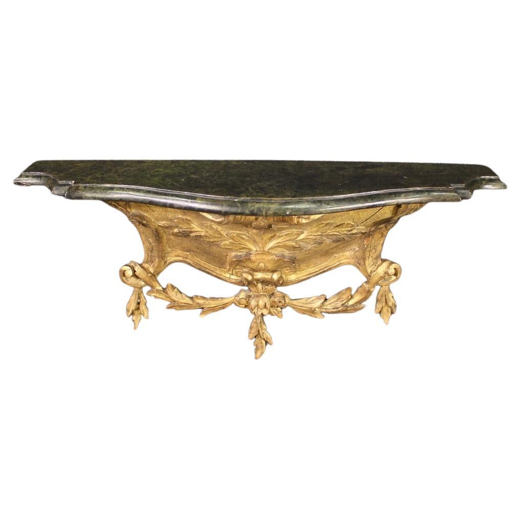 20e siècle Table console italienne en bois laqué et doré de style Louis XV, 1920 en vente