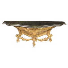 Antique 20th Century Lacquered and Gold Wood Italian Louis XV Style Console Table, 1920s