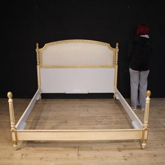 20th Century Lacquered and Gold Wood Italian Louis XVI Double Bed, 1950s