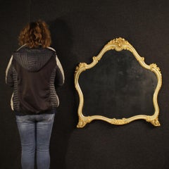 20th Century Lacquered and Gold Wood Italian Mirror, 1960s
