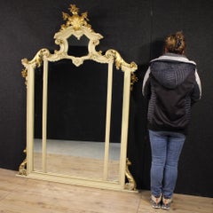 20th Century Lacquered and Gold Wood Louis XV Style Italian Mirror, 1930s