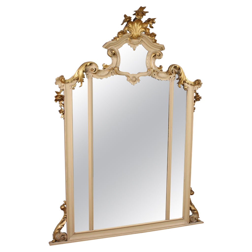 20th Century Lacquered and Gold Wood Louis XV Style Italian Mirror, 1930s For Sale