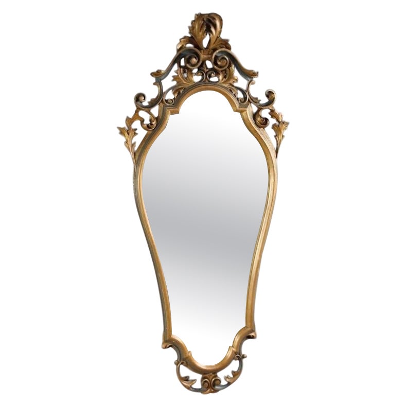 20th Century Lacquered and Gold Wood Louis XV Style Italian Mirror, 1950s For Sale