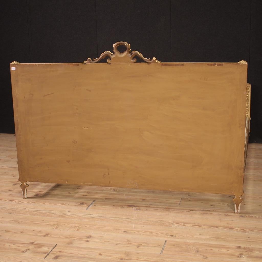 20th Century Lacquered and Gold Wood Louis XVI Style Double Bed, 1950s For Sale 2