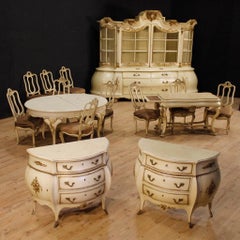 20th Century Lacquered and Gold Wood Marble Top Dutch Table, 1950s